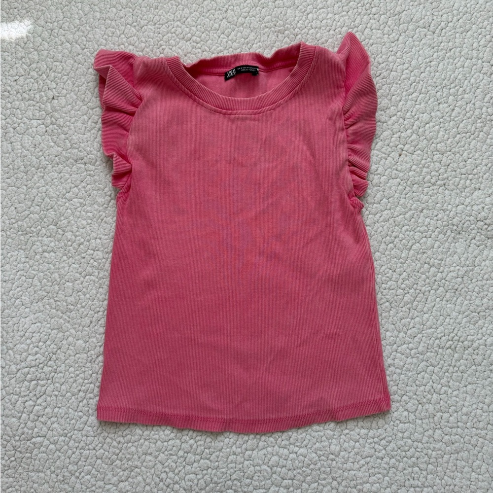 Zara Pink Ruffle Sleeve Tee